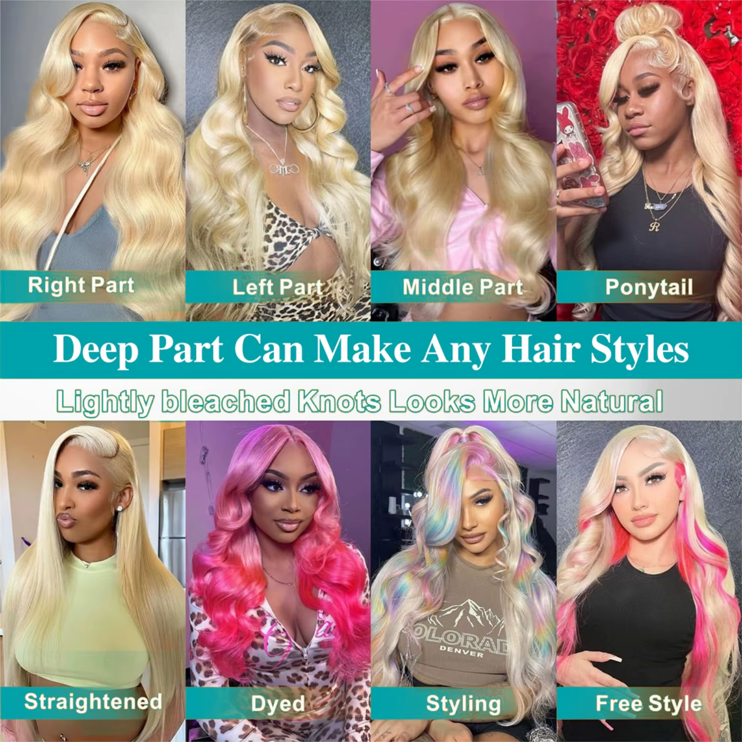 Noble Synthetic Lace Front Wigs For Women 38 Inch Straight Wig Lace Wig Ombre Blonde Lace Wigs Cosplay Straight Lace Front Wig additional view